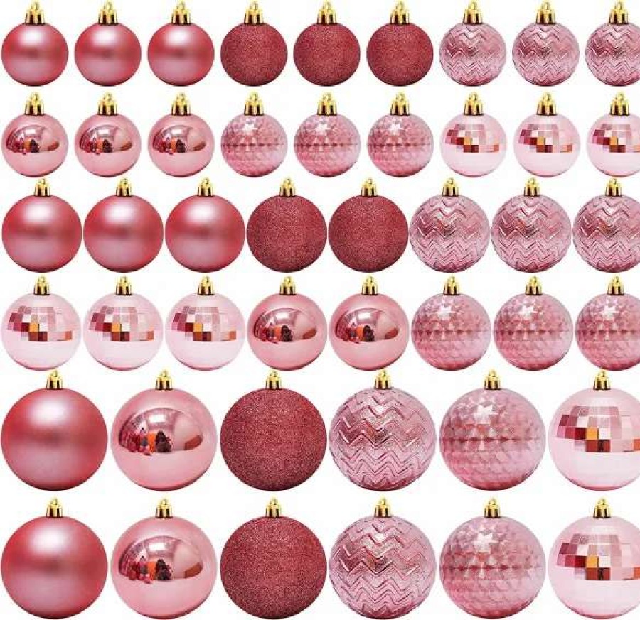 * Joiedomi 46 Pcs Assorted Size Rose Gold Christmas Ball Ornaments | Christmas Ornaments