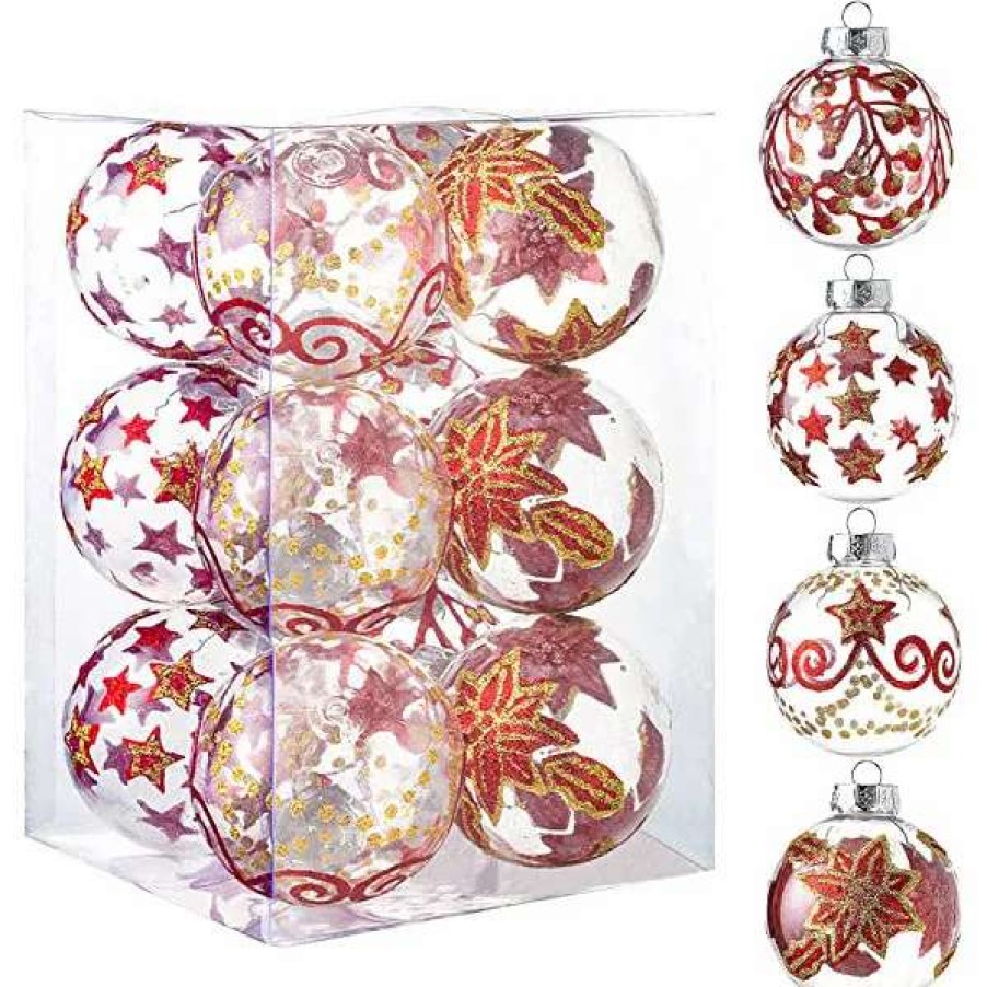 * Joiedomi 12Pcs Assorted Christmas Clear Ornament Balls 3.15In | Christmas Ornaments