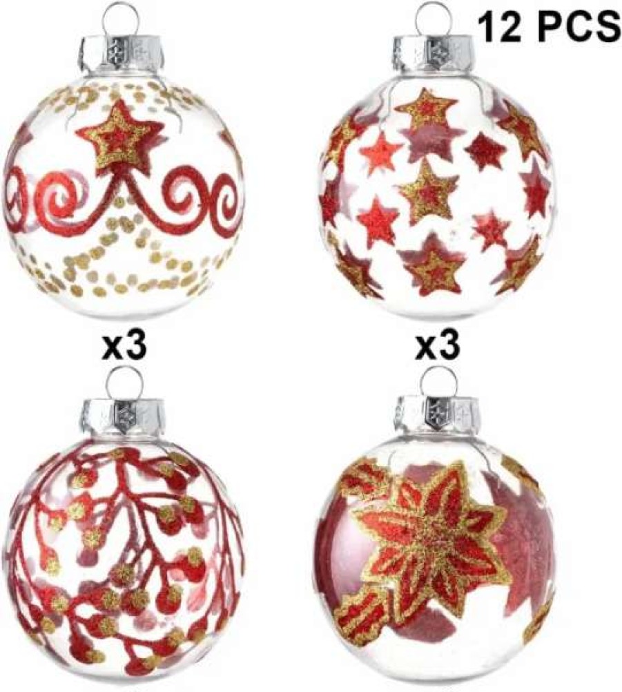 * Joiedomi 12Pcs Assorted Christmas Clear Ornament Balls 3.15In | Christmas Ornaments