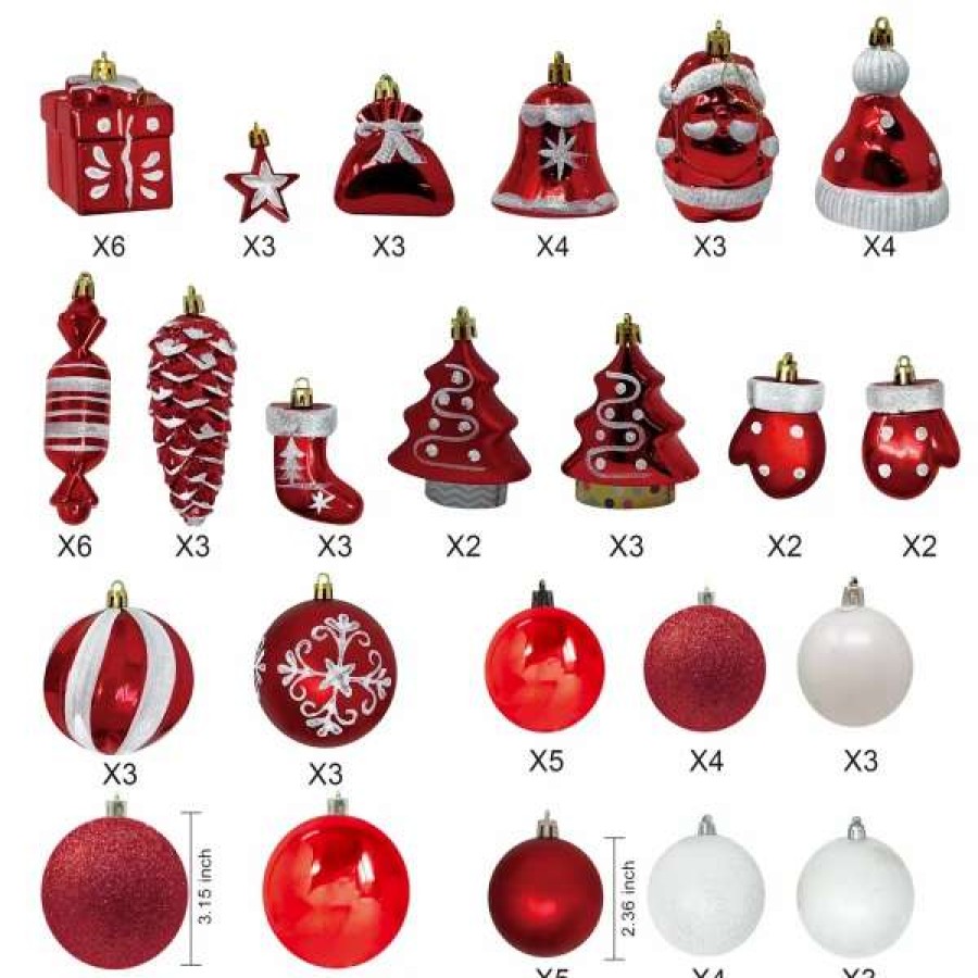 * Joiedomi 81Pcs Red And White Christmas Ball Ornaments | Christmas Ornaments