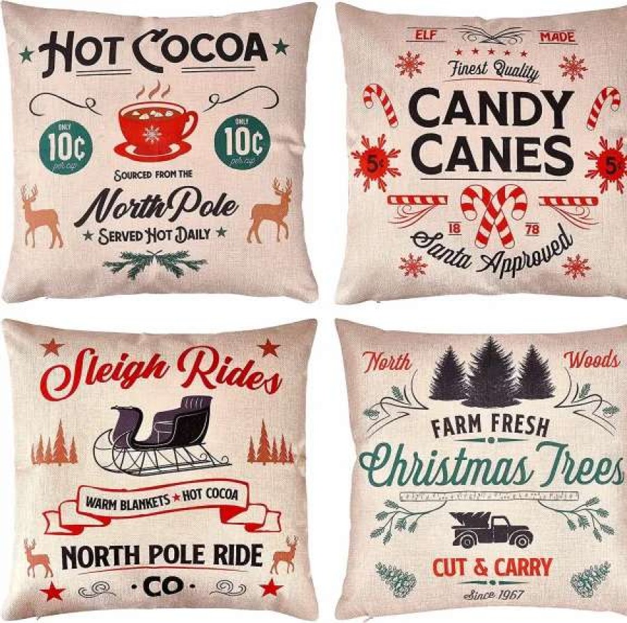 * Joiedomi 4Pcs Christmas Pillow Covers | Christmas Indoor Decor