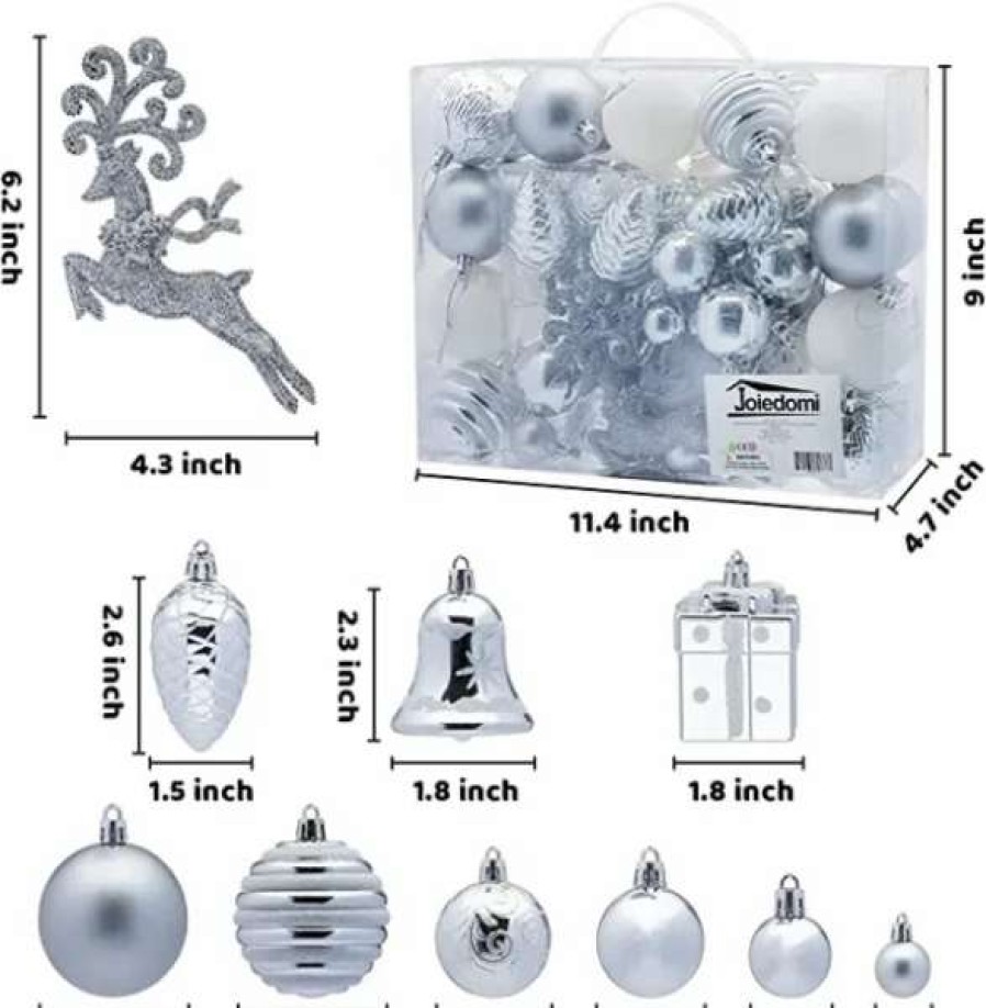 * Joiedomi 66Pcs White And Silver Christmas Ornaments | Christmas Ornaments