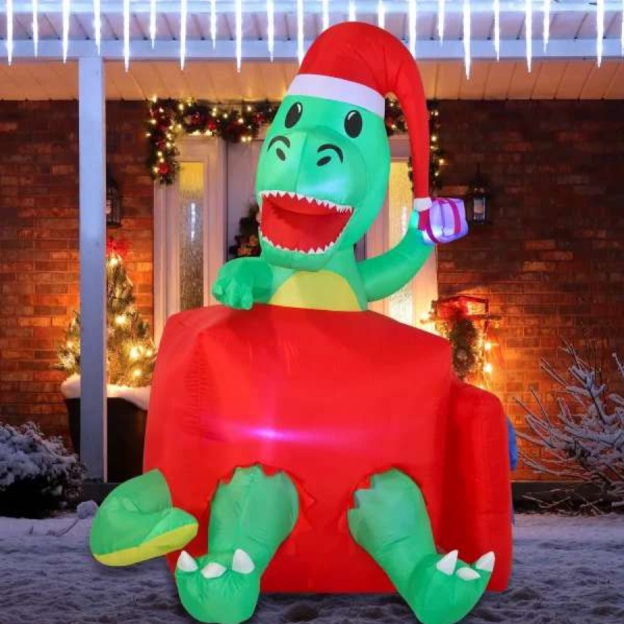 * Joiedomi 6Ft Led Inflatable Dinosaur In A Gift Box | Christmas Inflatables