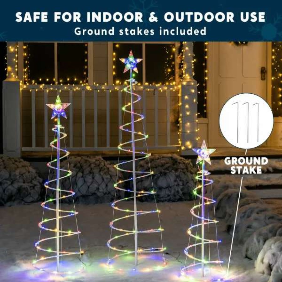 * Joiedomi 3Pcs Lighted Spiral Christmas Tree Set Led Warm White | Christmas Outdoor Decor