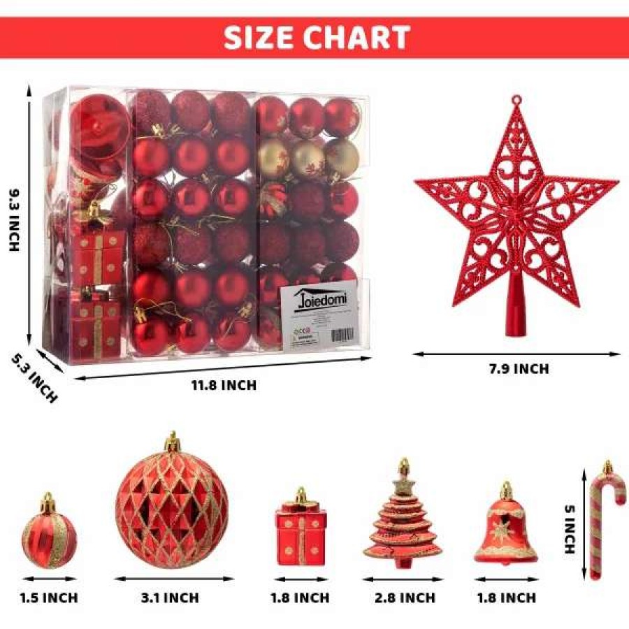 * Joiedomi 60Pcs Red And Gold Assorted Christmas Ornaments | Christmas Ornaments