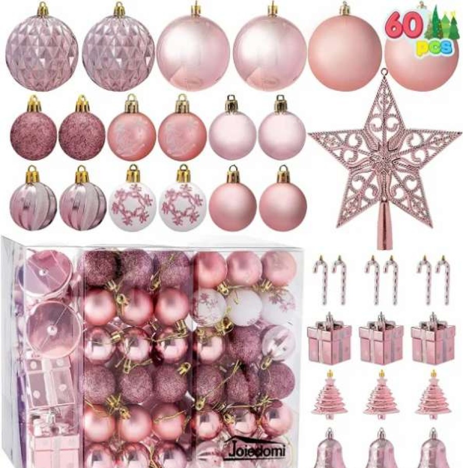 * Joiedomi 60Pcs Assorted Christmas Ornaments Rosegold And White | Christmas Ornaments