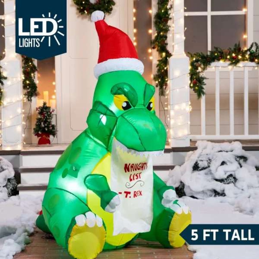 * Joiedomi 5Ft Inflatable Sitting Dinosaur Christmas Decoration | Christmas Inflatables