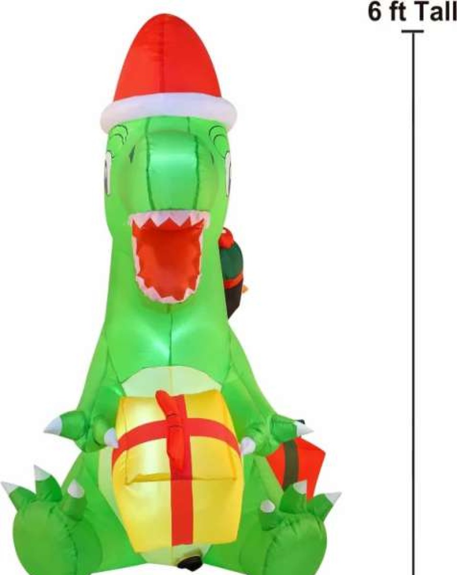 * Joiedomi 6Ft Inflatable Christmas Penguin Sledding On Dinosaur | Christmas Inflatables