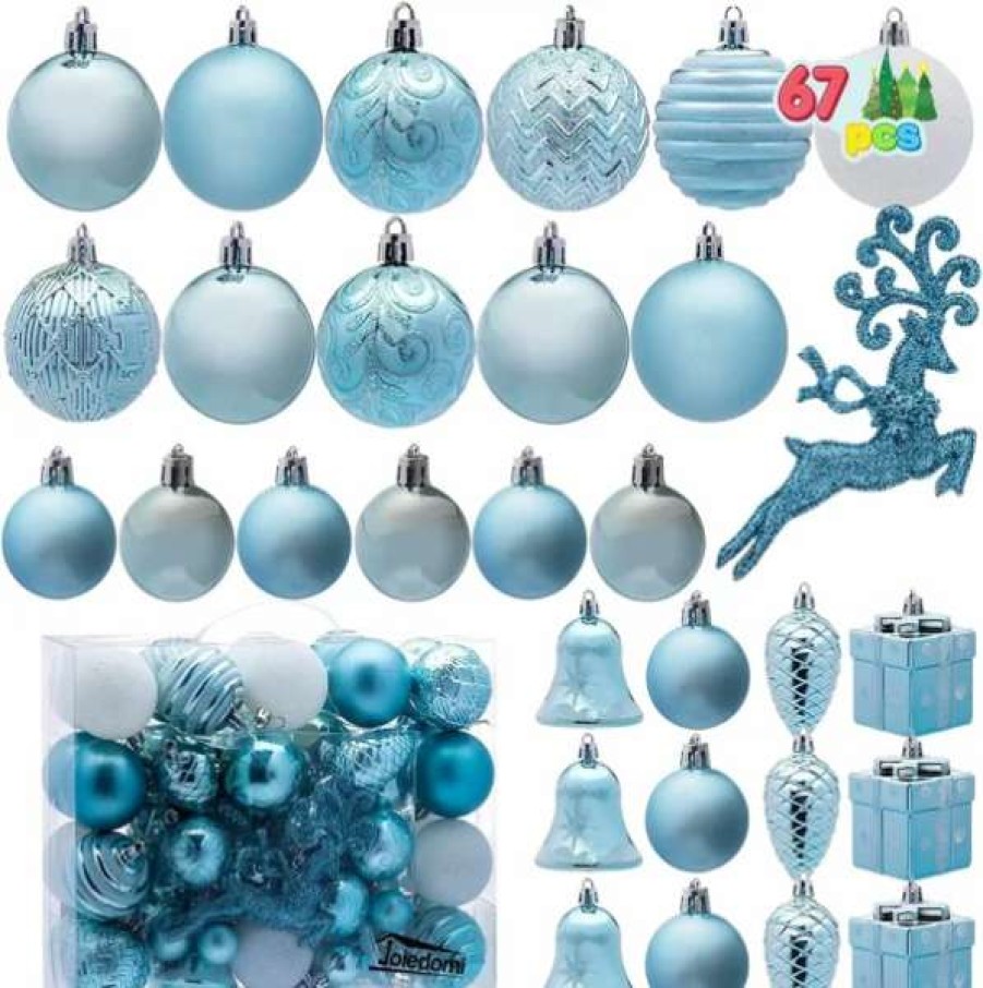 * Joiedomi 67Pcs Baby Blue & White Shatterproof Christmas Ornaments | Christmas Ornaments