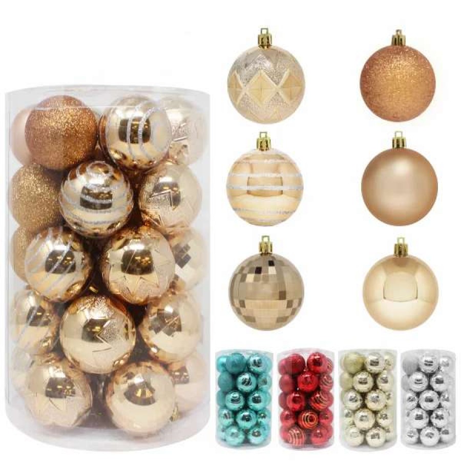 * Joiedomi 34Pcs Champagne Christmas Ball Ornaments 2.36In | Christmas Ornaments