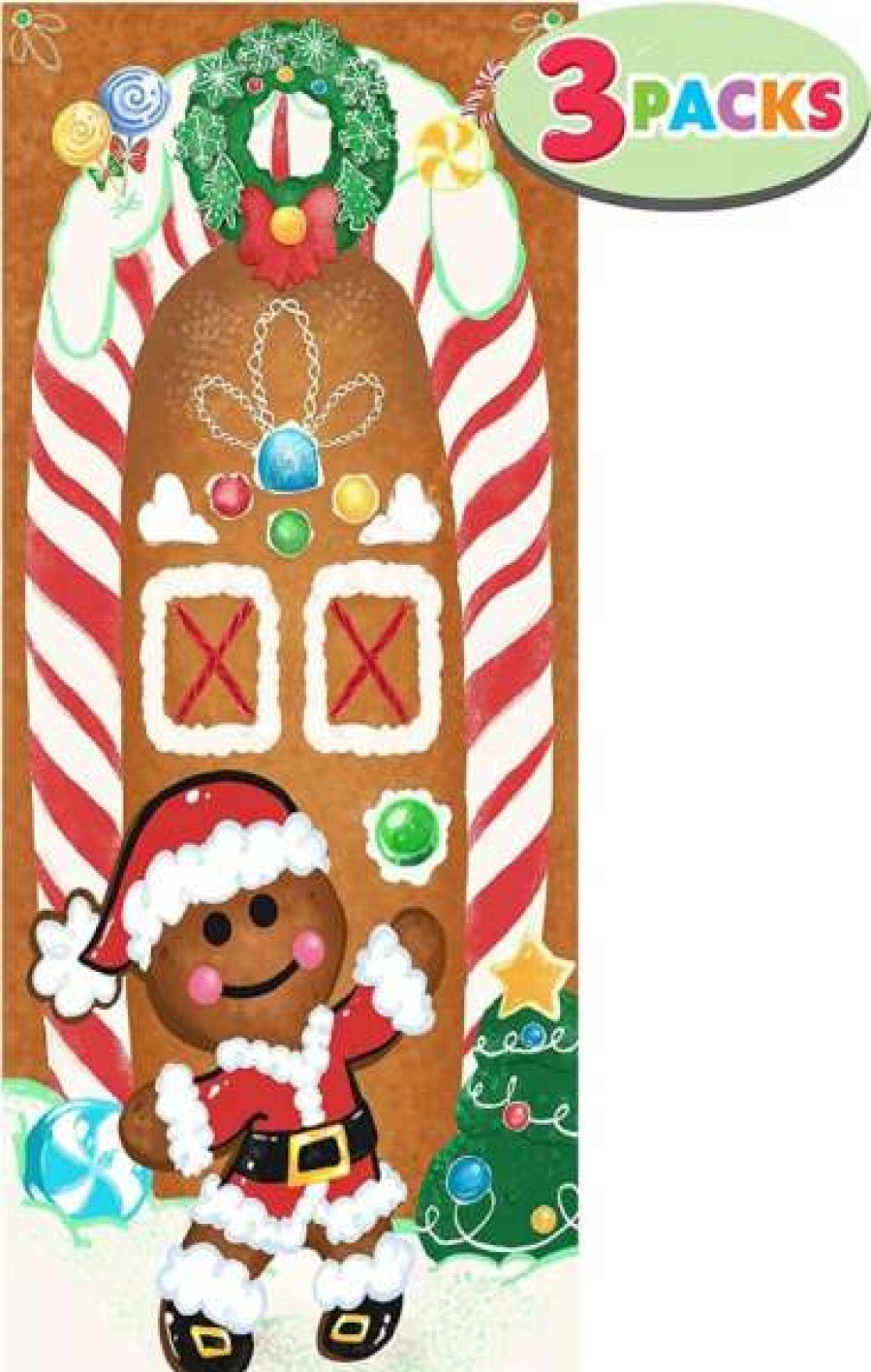 * Joyin 3Pcs Gingerbread House Door Cover Decoration | Christmas Indoor Decor