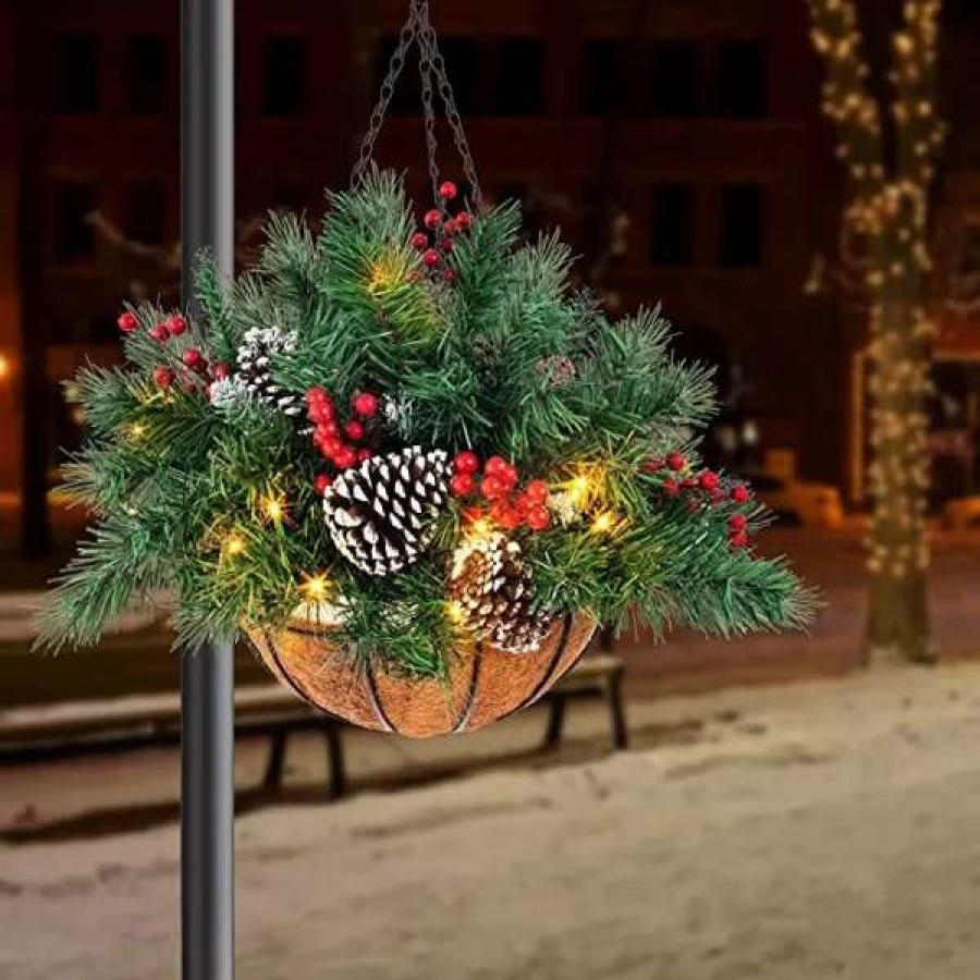 * Joiedomi Christmas Pre Lit Hanging Basket 20In | Christmas Outdoor Decor