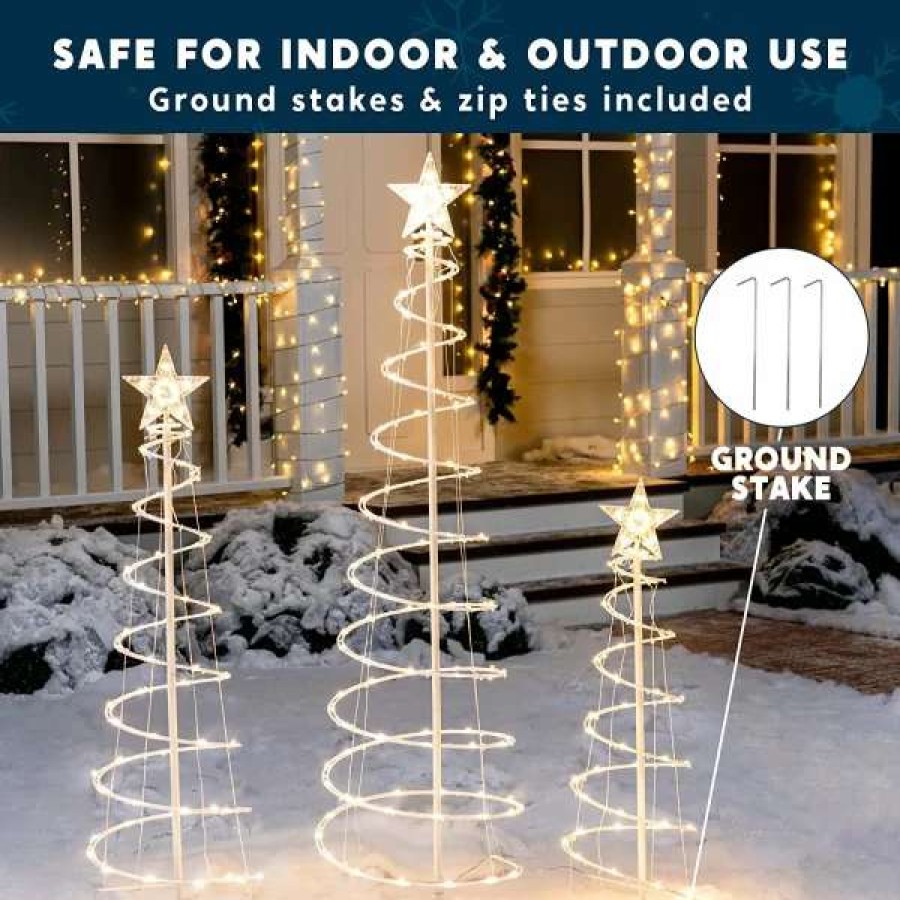 * Joiedomi 3Pcs Outdoor Spiral Christmas Tree Warm White Lights | Christmas Outdoor Decor