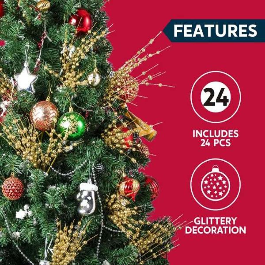 * Joiedomi 24Pcs Gold Christmas Tree Berry Stems 20In | Christmas Ornaments