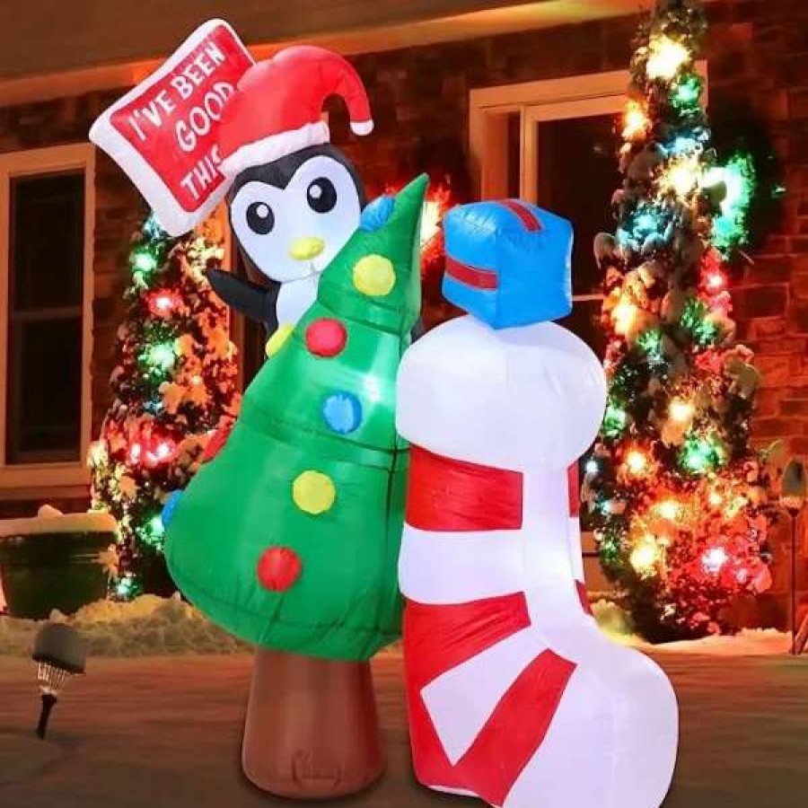 * Joiedomi 5Ft Inflatable Led I'Ve Been Good Sign Penguin | Christmas Inflatables