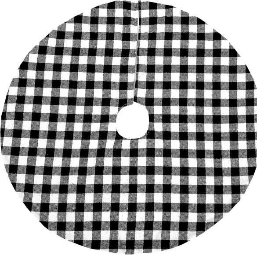 * Joiedomi Black And White Buffalo Plaid Christmas Tree Skirt 48In | Christmas Tree Decorations