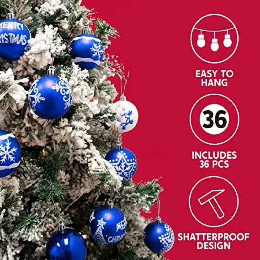 * Joiedomi 36Pcs Deluxe Christmas Ball Ornaments 2.36In Blue & White | Christmas Ornaments