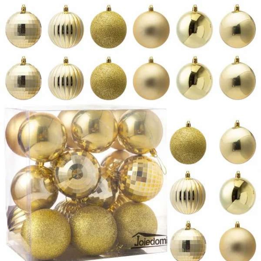 * Joiedomi 18Pcs Shatterproof Gold Christmas Ornaments 3.15In | Christmas Ornaments