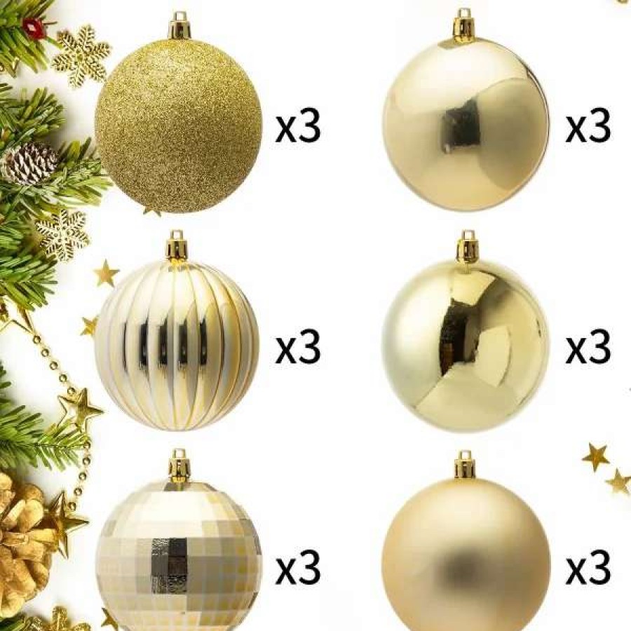 * Joiedomi 18Pcs Shatterproof Gold Christmas Ornaments 3.15In | Christmas Ornaments