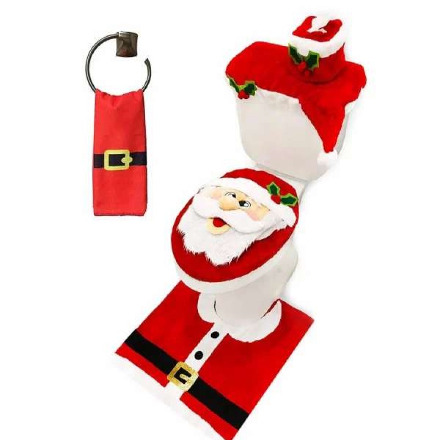 * Joyin 5Pcs Christmas Santa Theme Bathroom Decoration Set | Christmas Indoor Decor