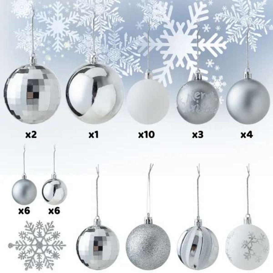 * Joiedomi 50Pcs Christmas Ornaments Silver & White | Christmas Ornaments