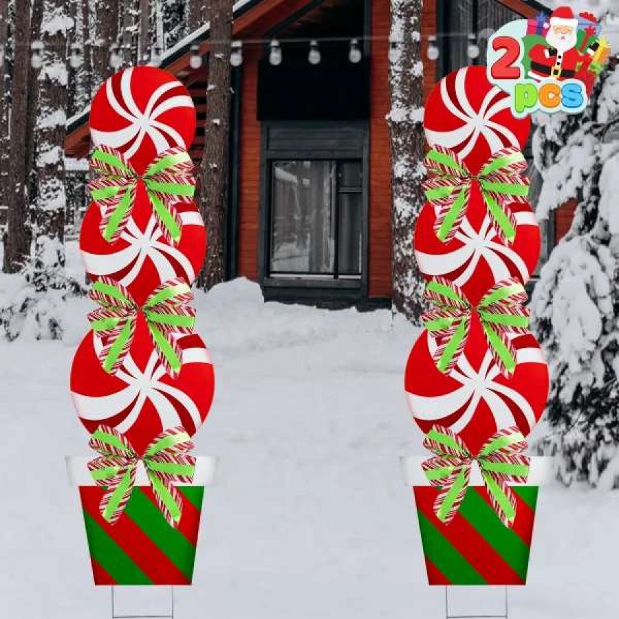 * Joyin 2Pcs Outdoor Christmas Yard Signs With Stakes | Christmas Outdoor Decor