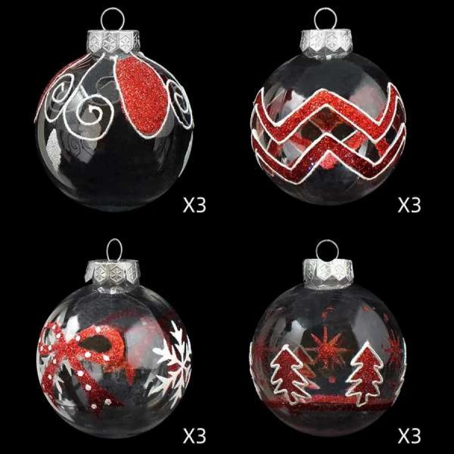 * Joiedomi 12Pcs Red & White Christmas Ball Ornaments 3.15In | Christmas Ornaments