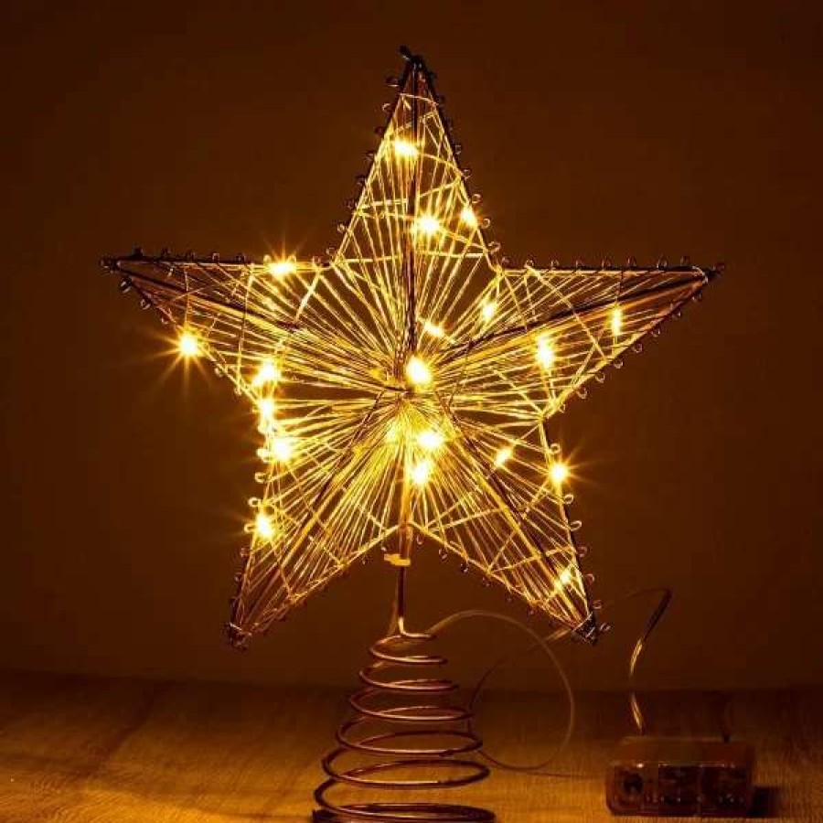 * Joiedomi Lighted Christmas Tree Topper Gold Star | Christmas Tree Decorations