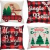 * Joyin 4Pcs Red Buffalo Plaid Pillow Covers | Christmas Indoor Decor