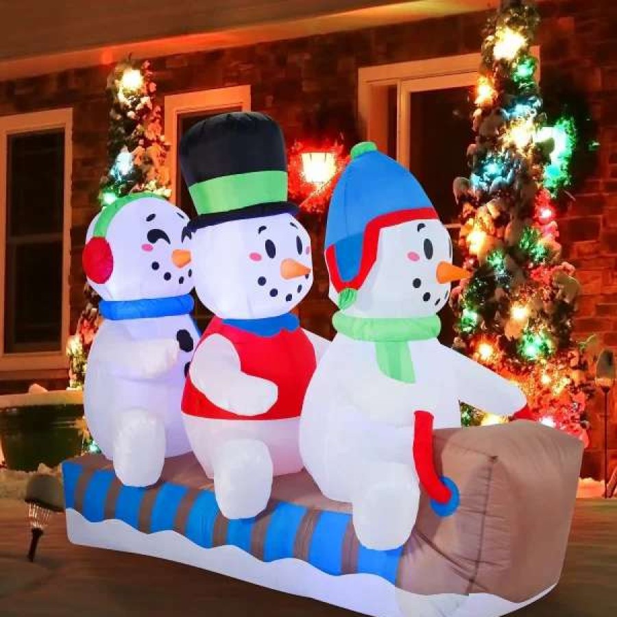 * Joiedomi 6Ft Inflatable Led Snowmen On A Sleigh Ride | Christmas Inflatables