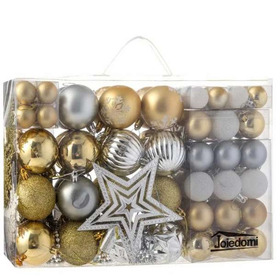 * Joiedomi 10 Pcs Christmas Assorted Ornaments With A Star Tree Topper Gold, Silver & White | Christmas Ornaments