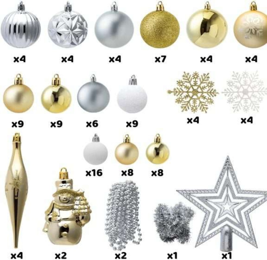 * Joiedomi 10 Pcs Christmas Assorted Ornaments With A Star Tree Topper Gold, Silver & White | Christmas Ornaments