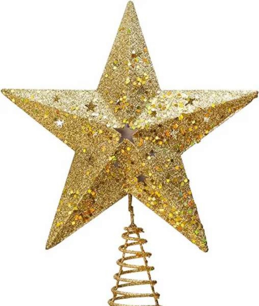 * Joiedomi Led Light Up Gold Star Tree Topper W/ White Projector | Christmas Tree Decorations