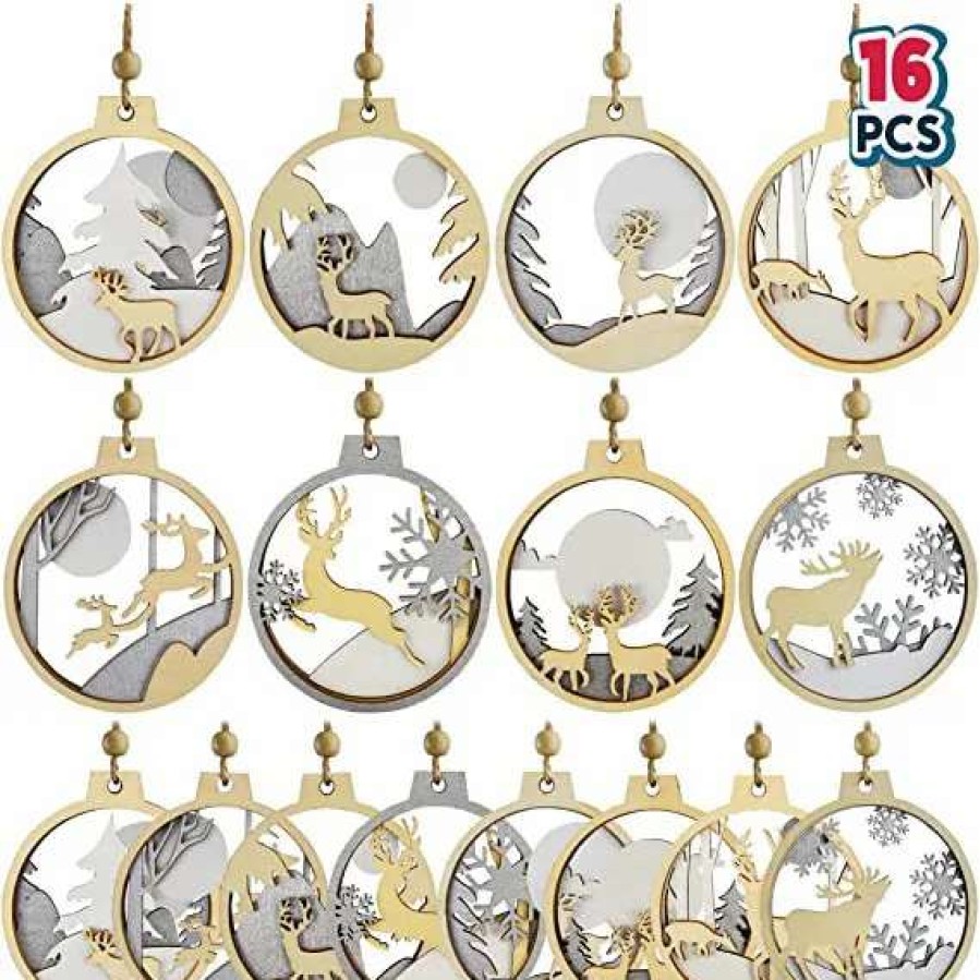 * Joiedomi 16Pcs Wooden Reindeer Christmas Ornaments | Christmas Ornaments