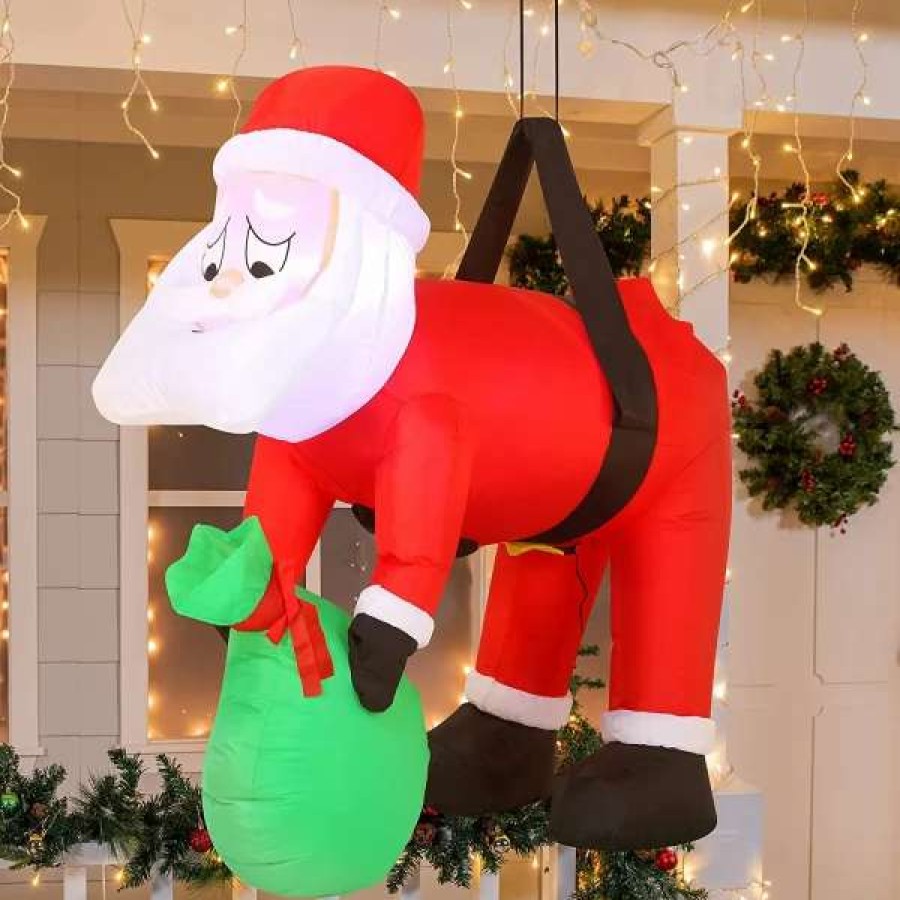 * Joiedomi 4Ft Long Led Inflatable Santa Hung On A Tree | Christmas Inflatables