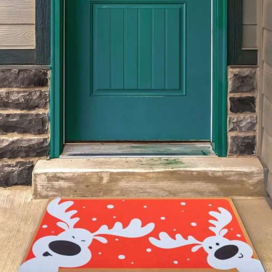 * Joyin Peeking Reindeer Christmas Doormat | Christmas Indoor Decor