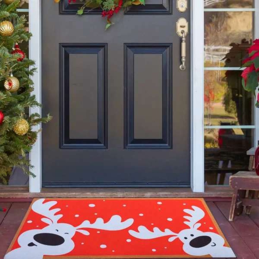 * Joyin Peeking Reindeer Christmas Doormat | Christmas Indoor Decor