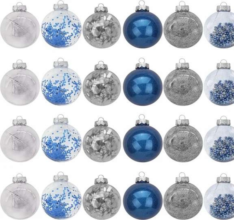 * Joiedomi 24Pcs Hanging Plastic Blue Christmas Ornaments 3.15In | Christmas Ornaments