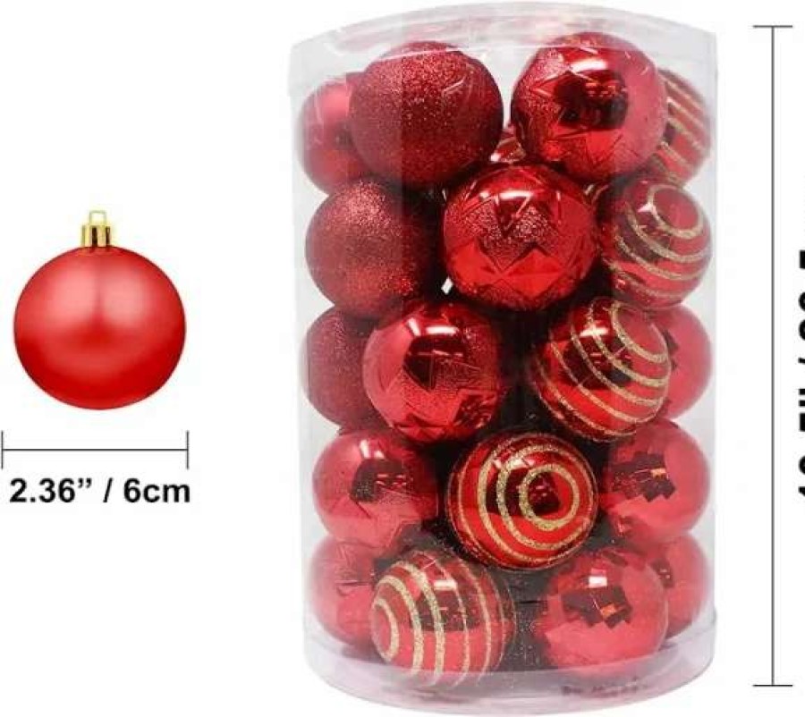 * Joiedomi 34Pcs Red Christmas Ball Ornaments | Christmas Ornaments