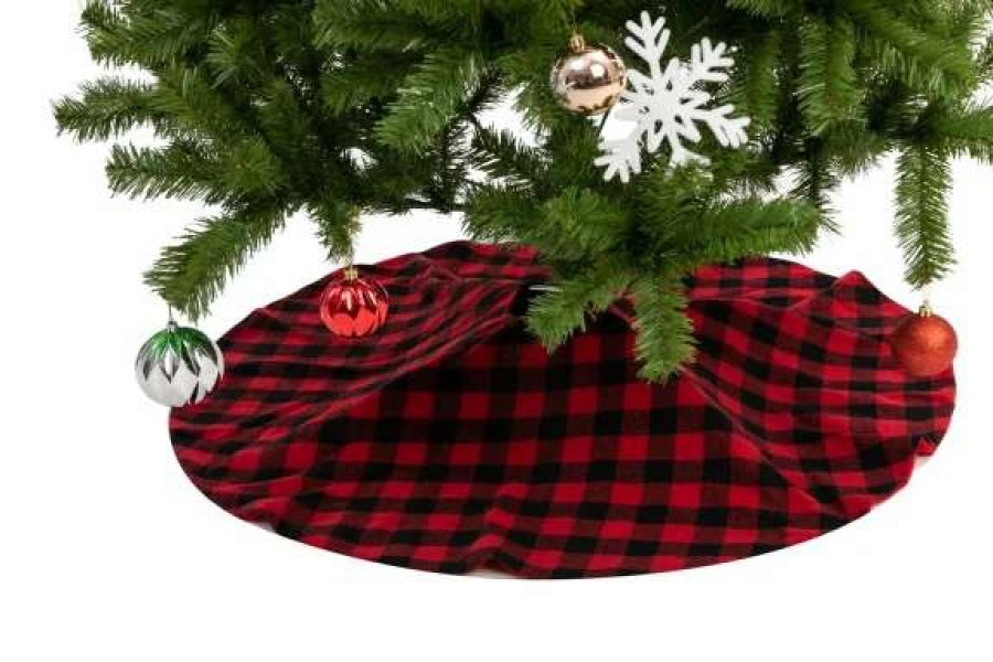 * Joiedomi Buffalo Plaid Christmas Tree Skirt Red And Black 36In | Christmas Tree Decorations