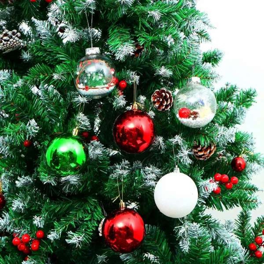 * Joiedomi 30Pcs Red Green & White Clear Ball Ornaments 3.15In | Christmas Ornaments