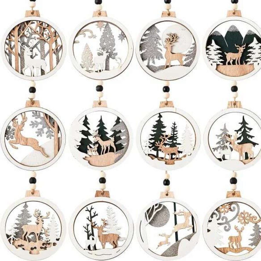 * Joiedomi 12Pcs Wooden Reindeer Christmas Ornaments | Christmas Ornaments