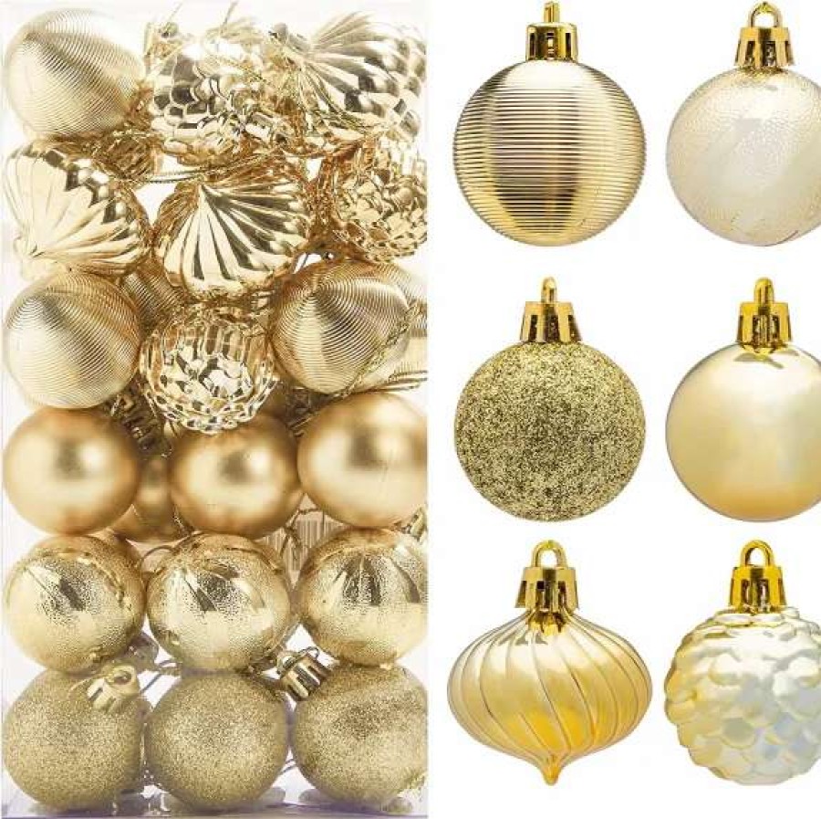 * Joiedomi 36Pcs Gold Christmas Ball Ornaments 1.57In | Christmas Ornaments