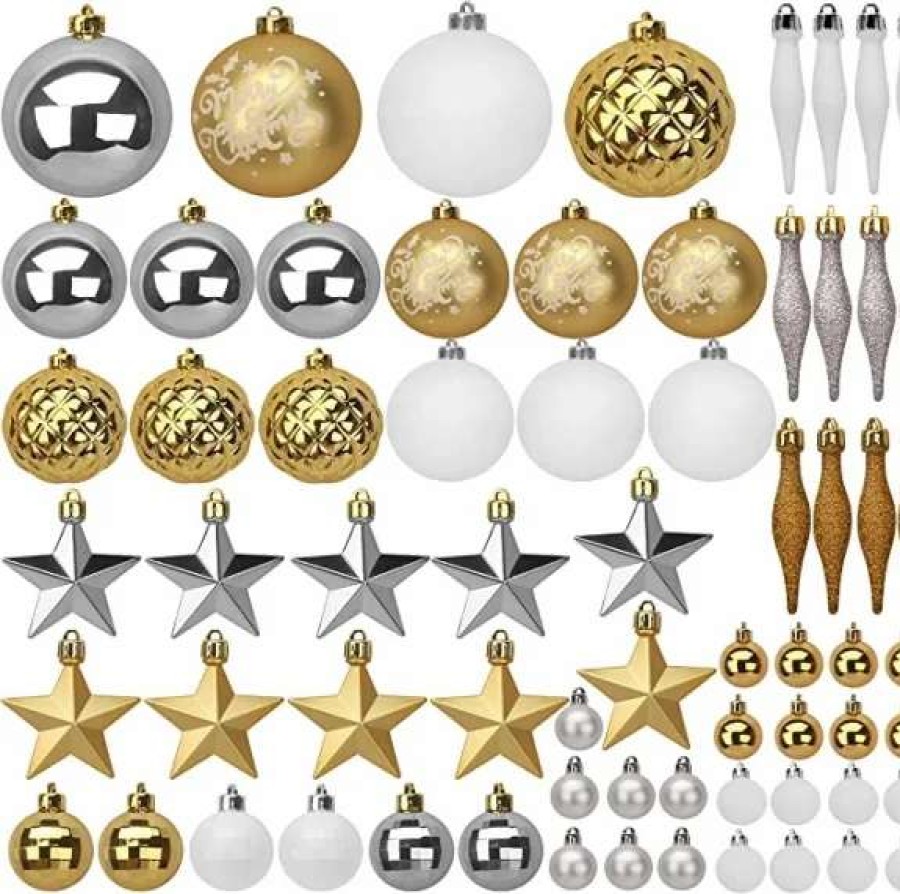 * Joiedomi 67Pcs Gold White &Amp Silver Assorted Christmas Ball Ornaments | Christmas Ornaments