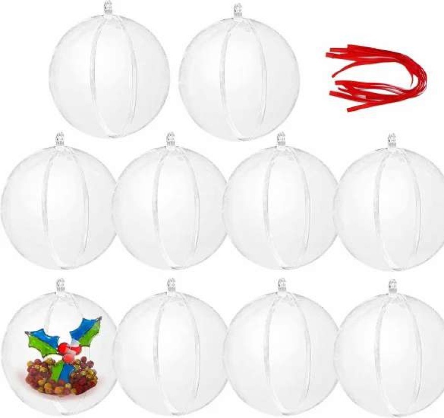 * Joiedomi 10Pcs Clear Plastic Fillable Christmas Balls 3.15In | Christmas Ornaments