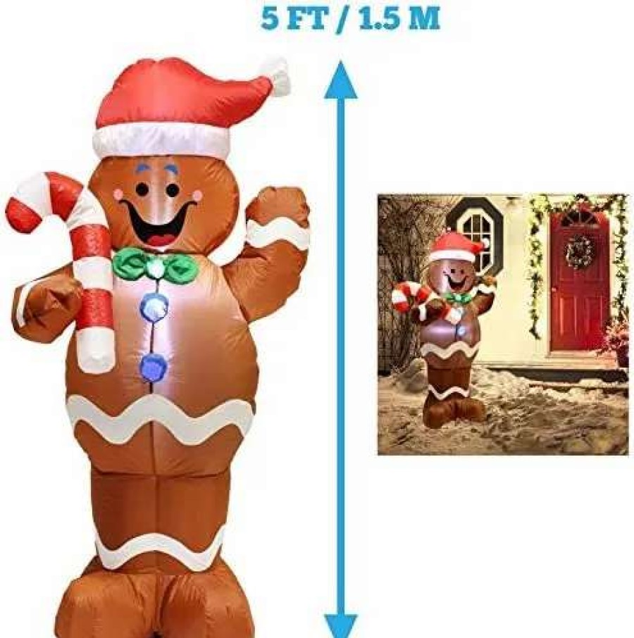 * Joiedomi 5Ft Led Yard Decoration Inflatable Gingerbread Man | Christmas Inflatables