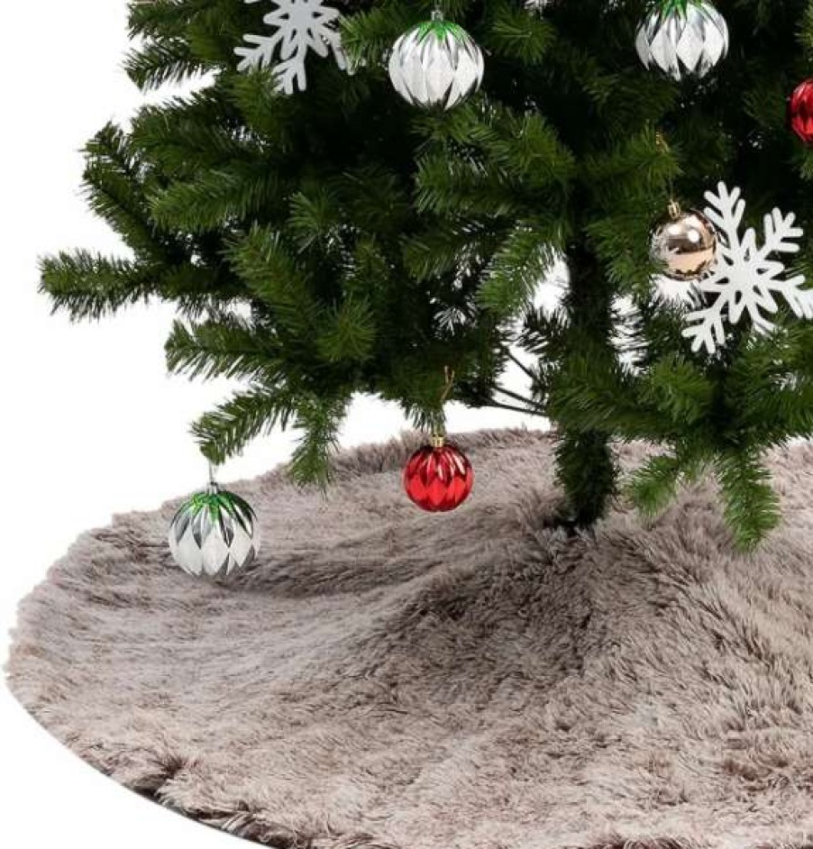 * Joiedomi Brown Faux Fur Christmas Tree Skirt 48In | Christmas Tree Decorations