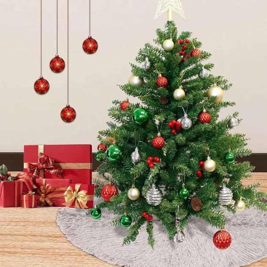 * Joiedomi Brown Faux Fur Christmas Tree Skirt 48In | Christmas Tree Decorations