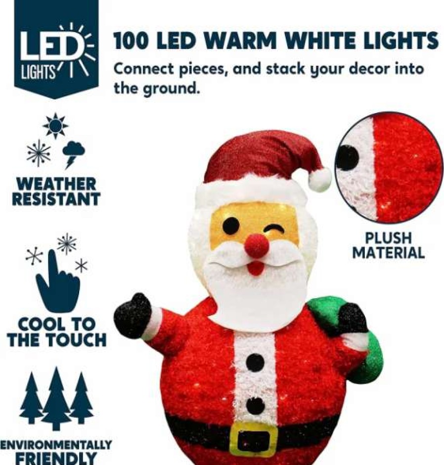 * Joiedomi 3Ft 100 Led Plush Collapsible Santa | Christmas Outdoor Decor