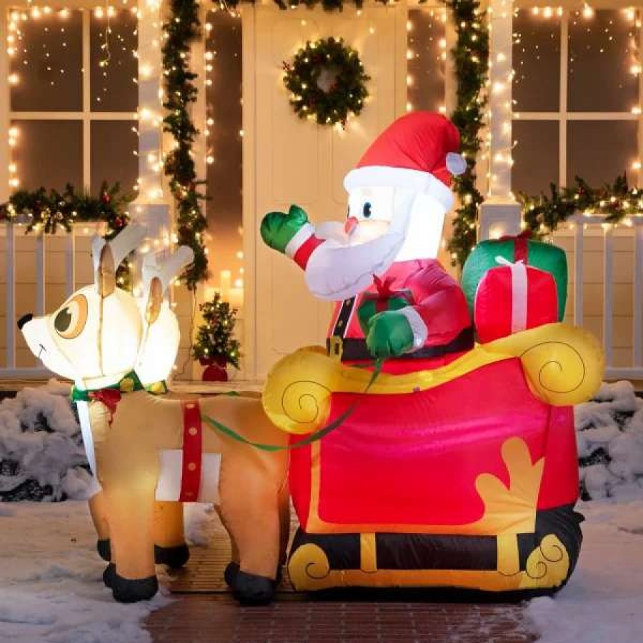 * Joiedomi 6Ft Inflatable Led Santa Claus On Sleigh Decoration | Christmas Inflatables